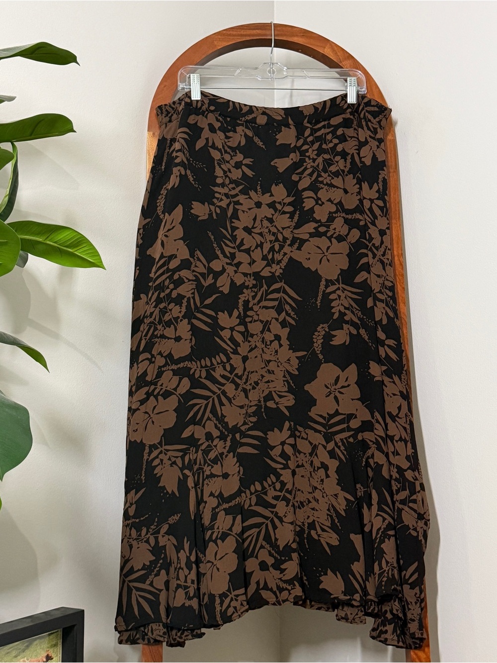 Chico's XL Brown Black Floral Maxi Skirt